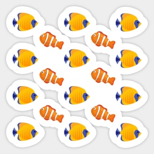 Yellow, blue and orange fish pattern Sticker